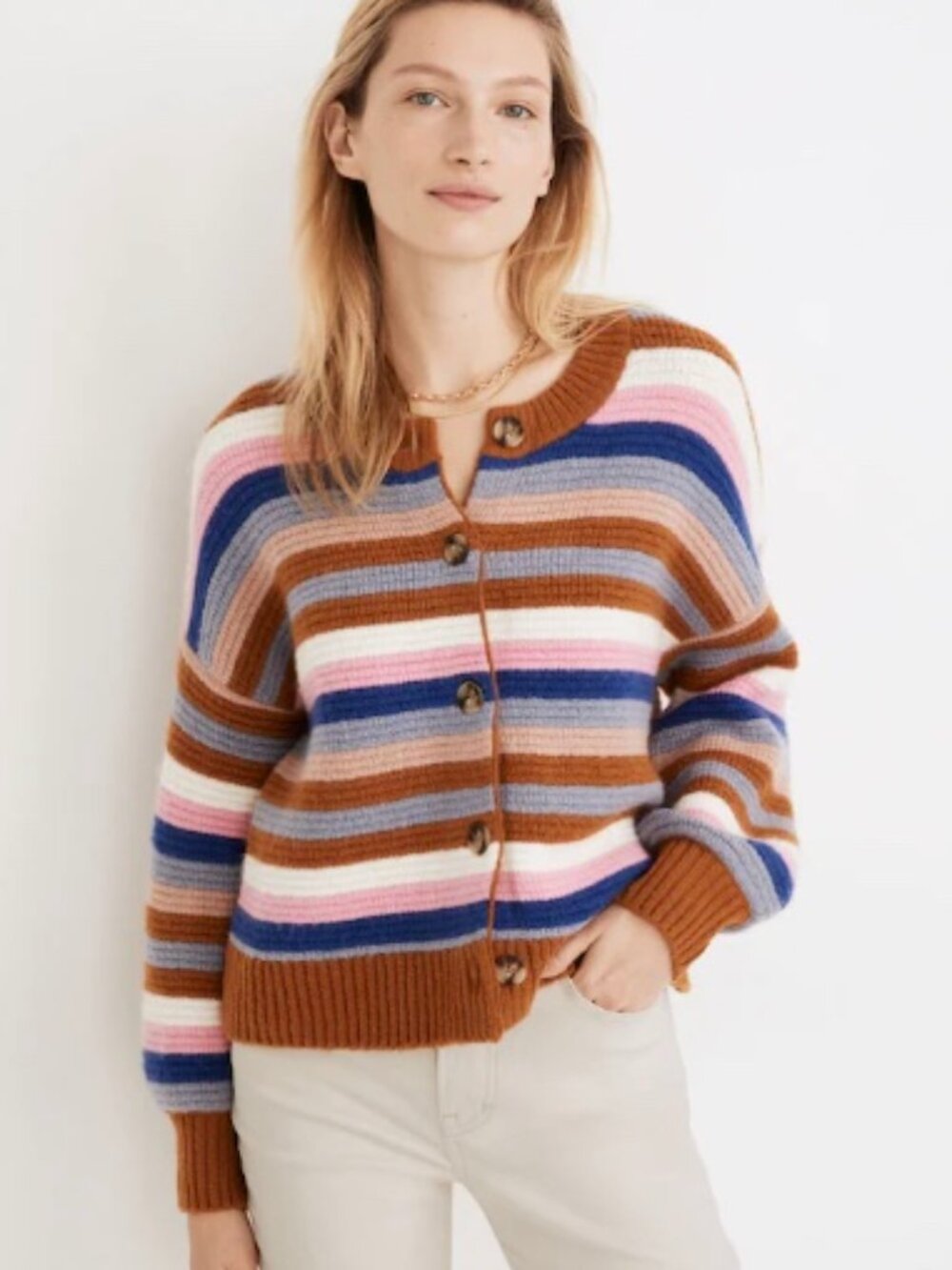 Madewell Striped Springview Cardigan Sweater in Coziest Yarn